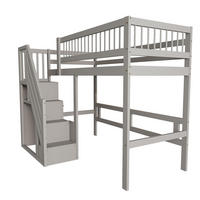 HOCHBETT mit Aufbewahrungstreppe 90x200 cm Massivholz Grau - Grau, Holz (90/200cm) - Meubliv