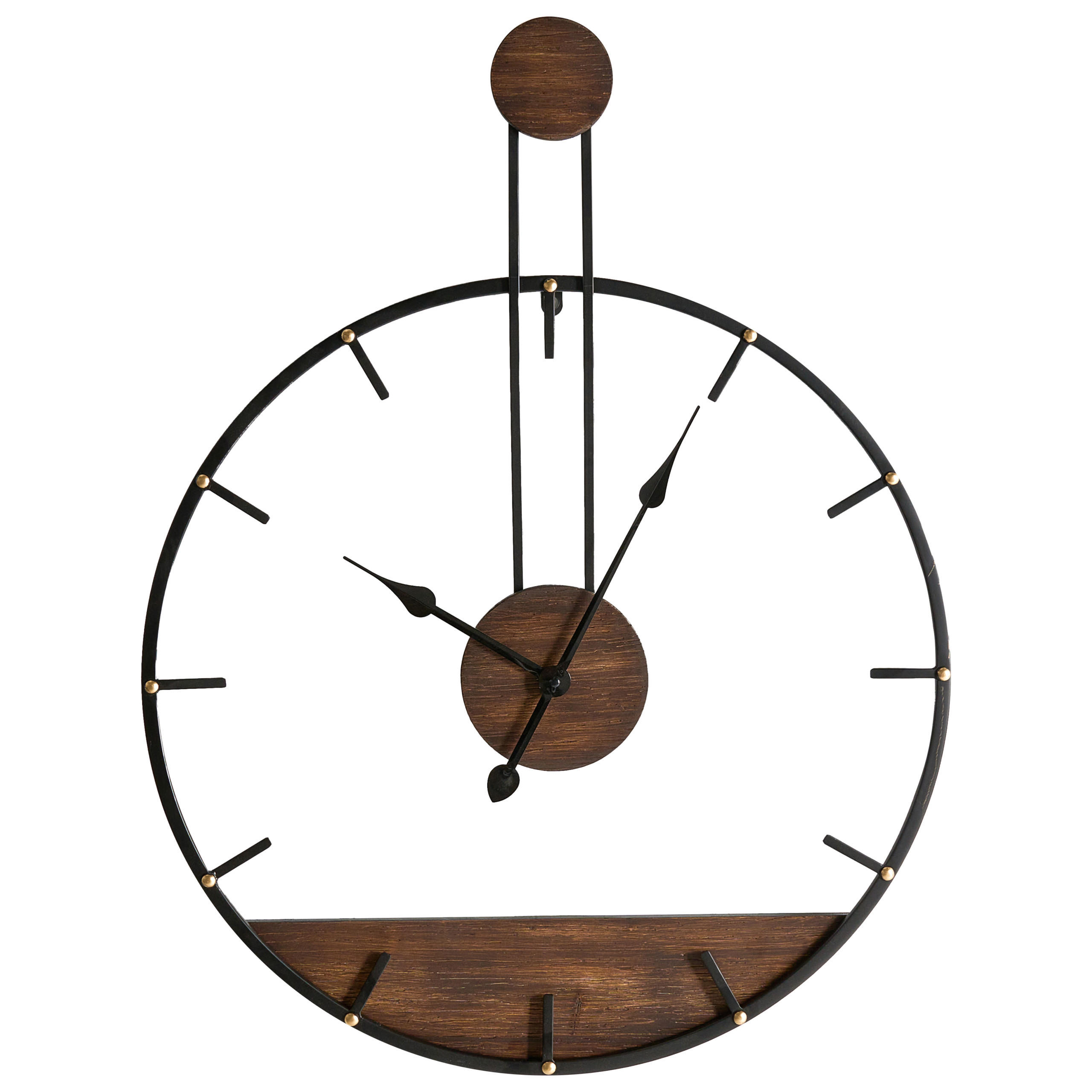 Beliani Wanduhr Hellbraun, Schwarz, Braun 60x80x4 cm