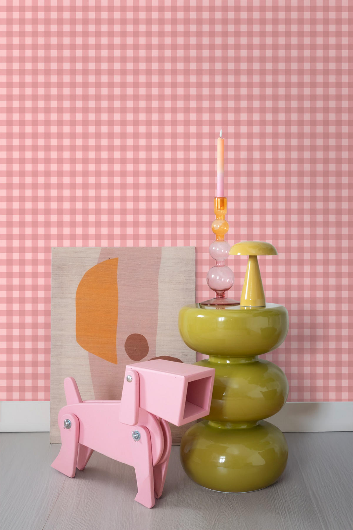TAPETE Karomuster 50 x 900 cm - Pink, Papier (50/900cm) - ESTAhome