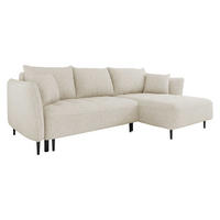 ECKSOFA Bari, Seite: Rechts - Creme/Schwarz, Holz/Textil (276/158cm) - MIRJAN24