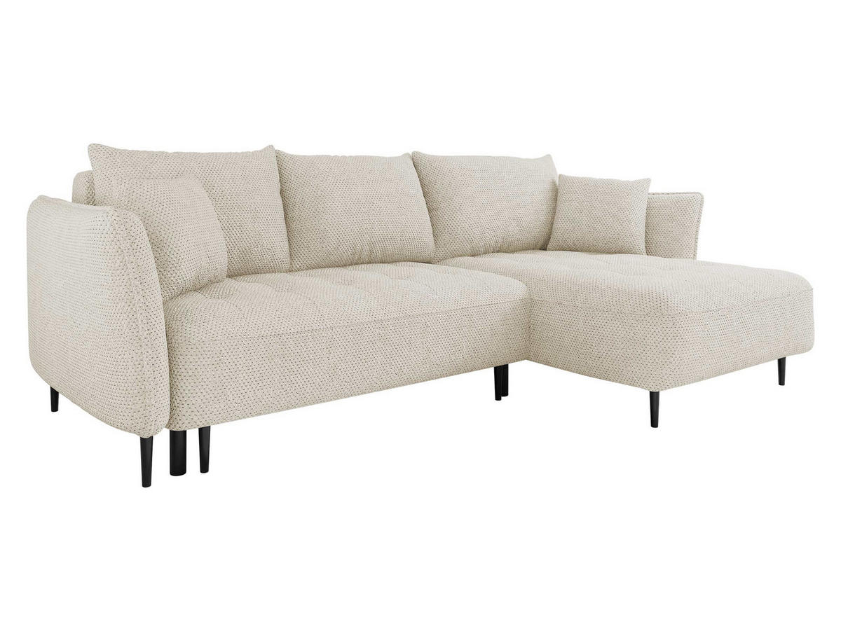 ECKSOFA Bari, Seite: Rechts - Creme/Schwarz, Holz/Textil (276/158cm) - MIRJAN24