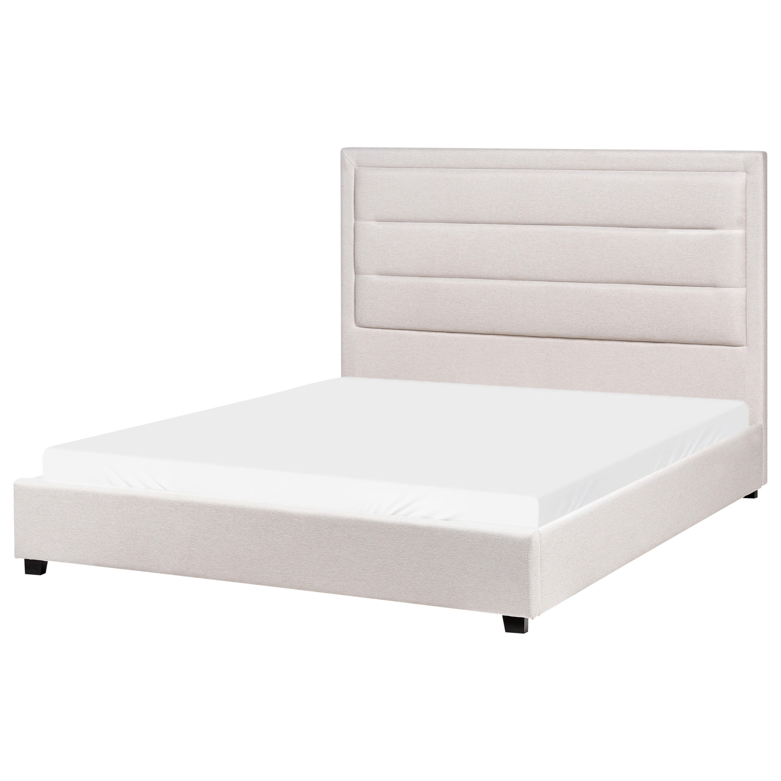 BETT mit Lattenrost 140/200 cm Hellbeige Rouen - Beige/Schwarz, Textil (140/200cm) - Beliani