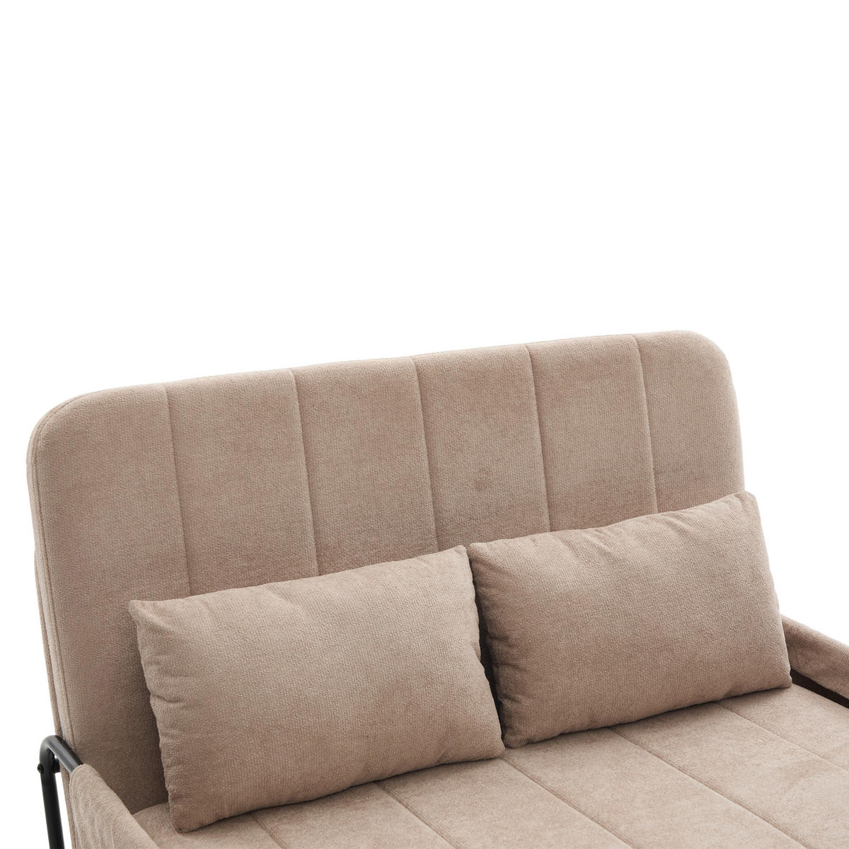 SCHLAFSOFA 2-Sitzer umbaubar mit Metallgestell, DE-42601, Khaki - Sandfarben, Metall (104/92/85cm) - ComfortXL