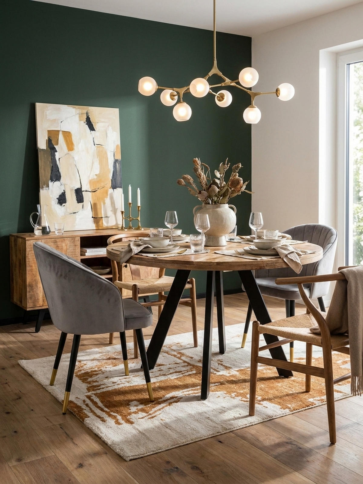 ESSZIMMERTISCH – Rund Mango Massivholz 80x80x75 cm Metallbeine Modern - Schwarz/Braun, Holz/Metall (80/80/75cm) - KADIMA DESIGN