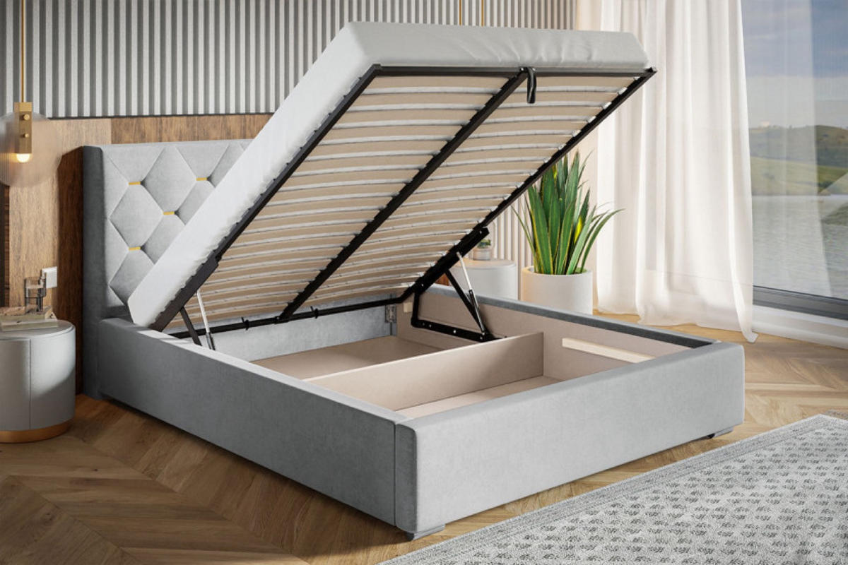 BETT Schwarz BEN 17 Metallrahmen Mit Bettkasten 200x200 cm - Schwarz, Textil - Sepro Meble