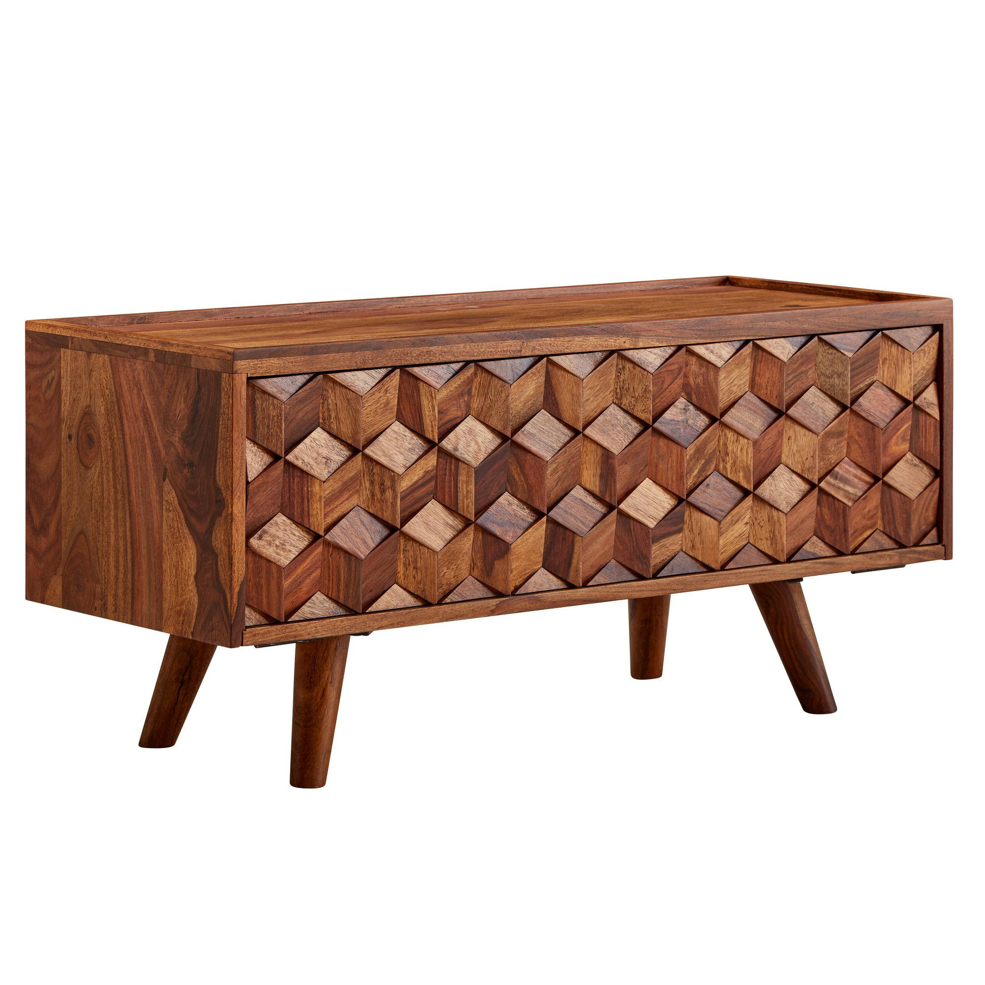 LOWBOARD Massivholz Modern Stil 92x44x35 cm mit Klapptür - Braun, Holz (92/44/35cm) - KADIMA DESIGN