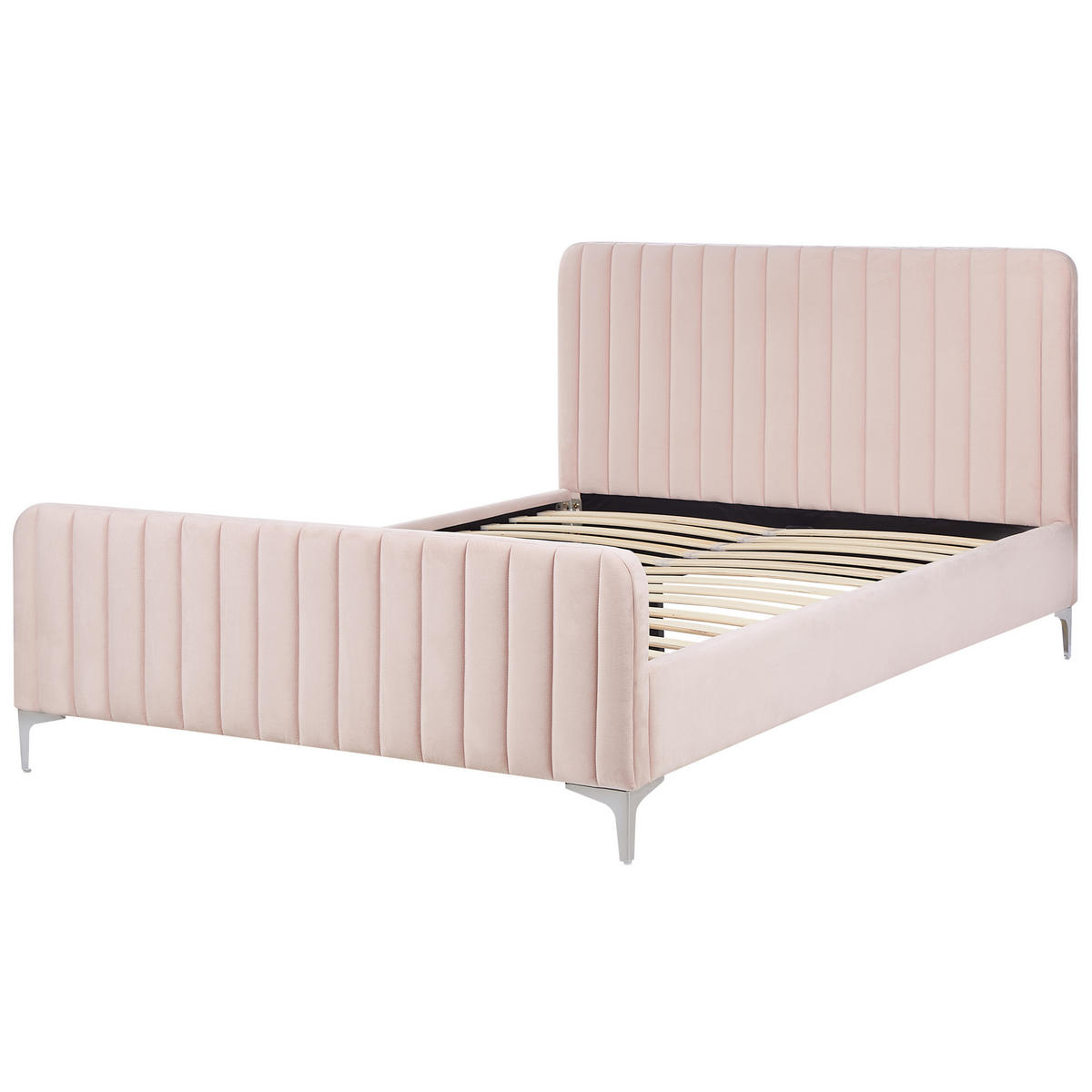 POLSTERBETT 140/200cm Pastellrosa Lunan - Pink, Textil (140/200cm) - Beliani