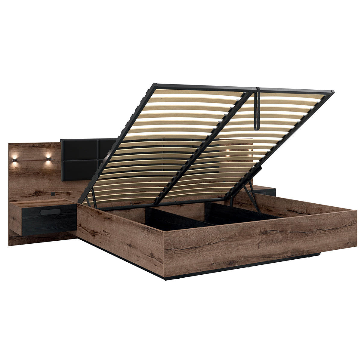BOXSPRING POSTELJA 180/200 Romane Les in črna barva - črna, leseni material (180/200cm) - Petits-meubles