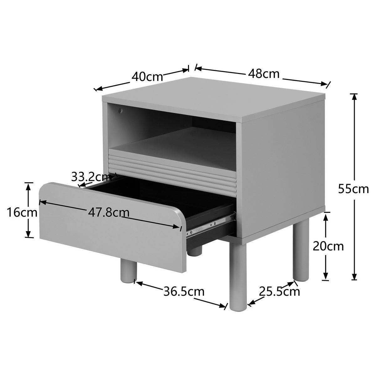 NACHTKOMMODE - Eichefarben/Schwarz, Holz/Holzwerkstoff (48/55/40cm) - home24