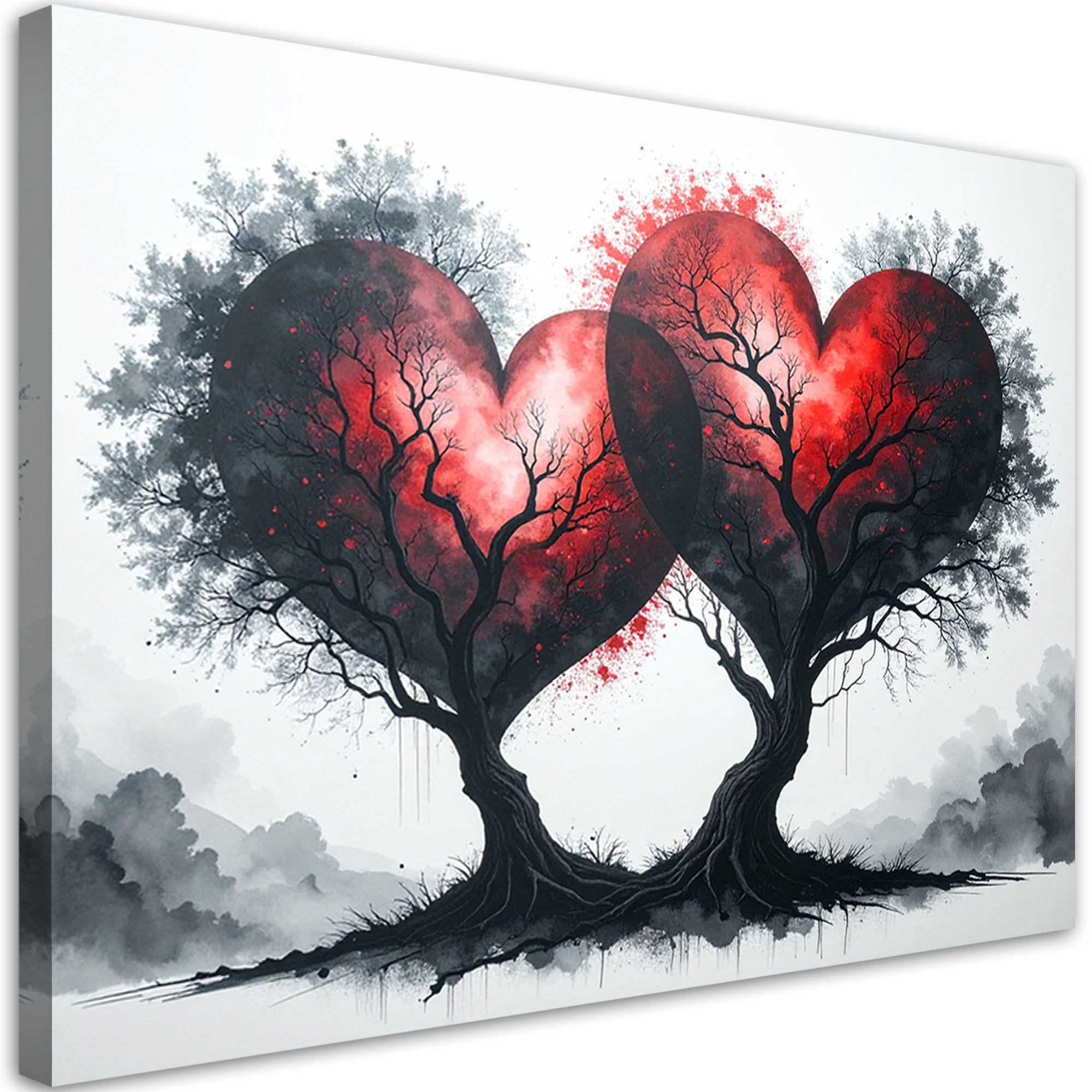 LEINWANDBILD Bäume aus dem Herzen 120x80cm - Schwarz, Textil (120/80cm) - Feeby
