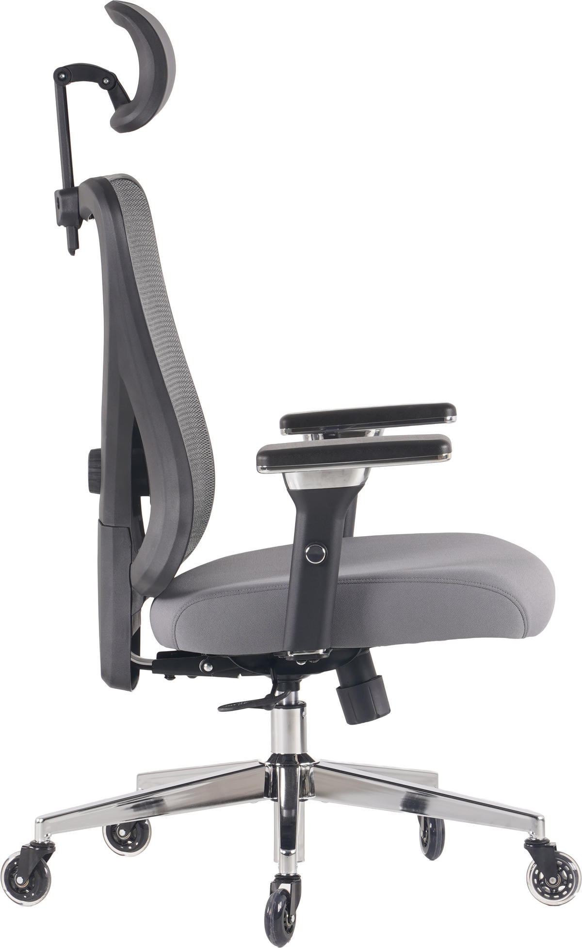 BÜROSTUHL CleverSeat Anthrazit - Anthrazit/Silberfarben, Kunststoff/Textil (70/134/70cm) - Clouvou