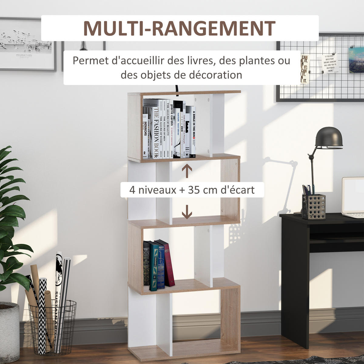 REGAL DE-15472 4 Ebenen, 60/24/148 cm Naturholz - Naturfarben, Holzwerkstoff (60/148/24cm) - ComfortXL