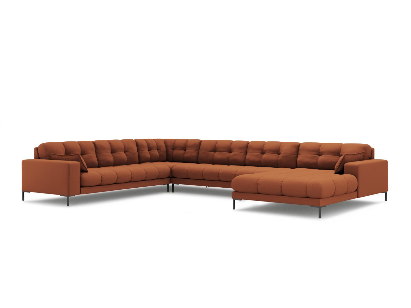 PANORAMASOFA links Mamaia aus strukturiertem Stoff ziegelstein 7 Sitzplätze - Orange, Textil (256/75/327cm) - Micadoni