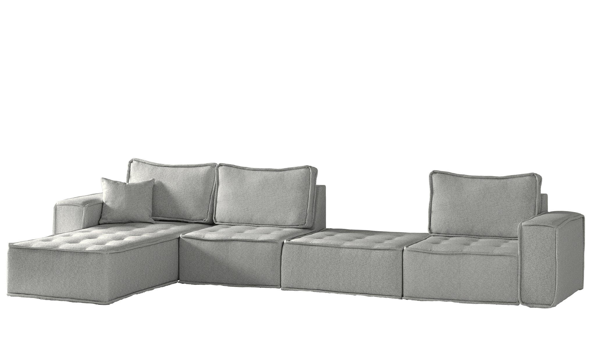 ECKSOFA Sande Xl In Alpine - Hellgrau, Holzwerkstoff/Textil (372/192cm) - Fun Möbel