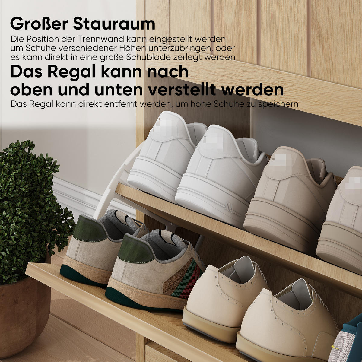 BOTNÍK v barvě dubu se 2 výklopnými přihrádkami, styl Mid-Century - barva dubu, kompozitní dřevo (60/80/24cm) - Urban Meuble