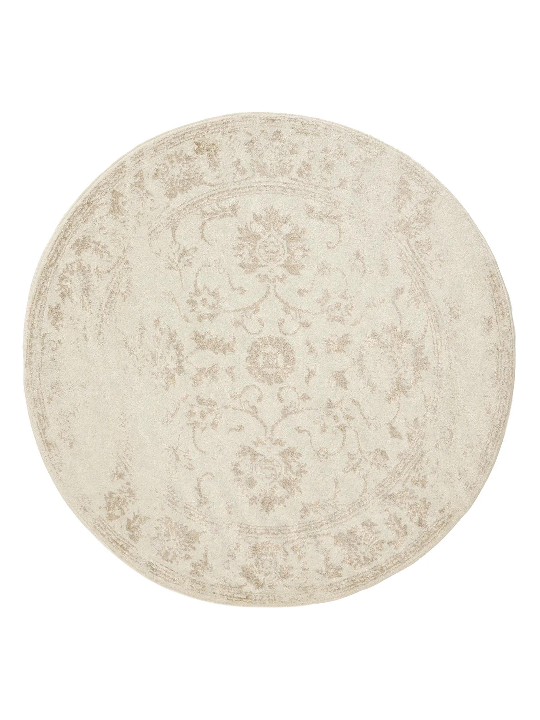 VINTAGE-TEPPICH Suki ø 120 cm rund - Beige/Creme, Kunststoff (120/120cm) - benuta