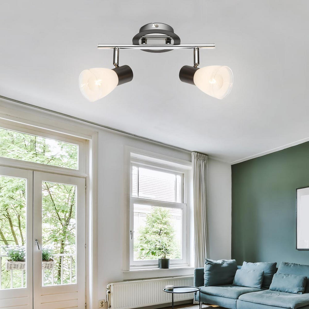 DECKENLEUCHTE Metall Chrom Silber - Silberfarben, Holz (26/14/14.5cm) - Globo Lighting