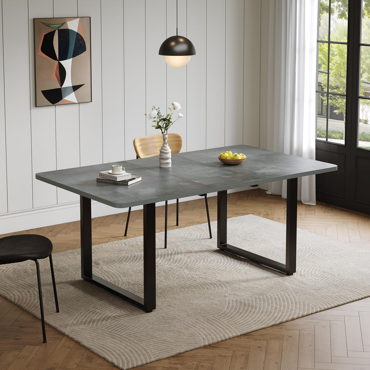 ESSTISCH Ausziehbar 3 Längen Grau Metallbeine 140-220x90cm - Grau, Holzwerkstoff (220/90/75cm) - FLIEKS