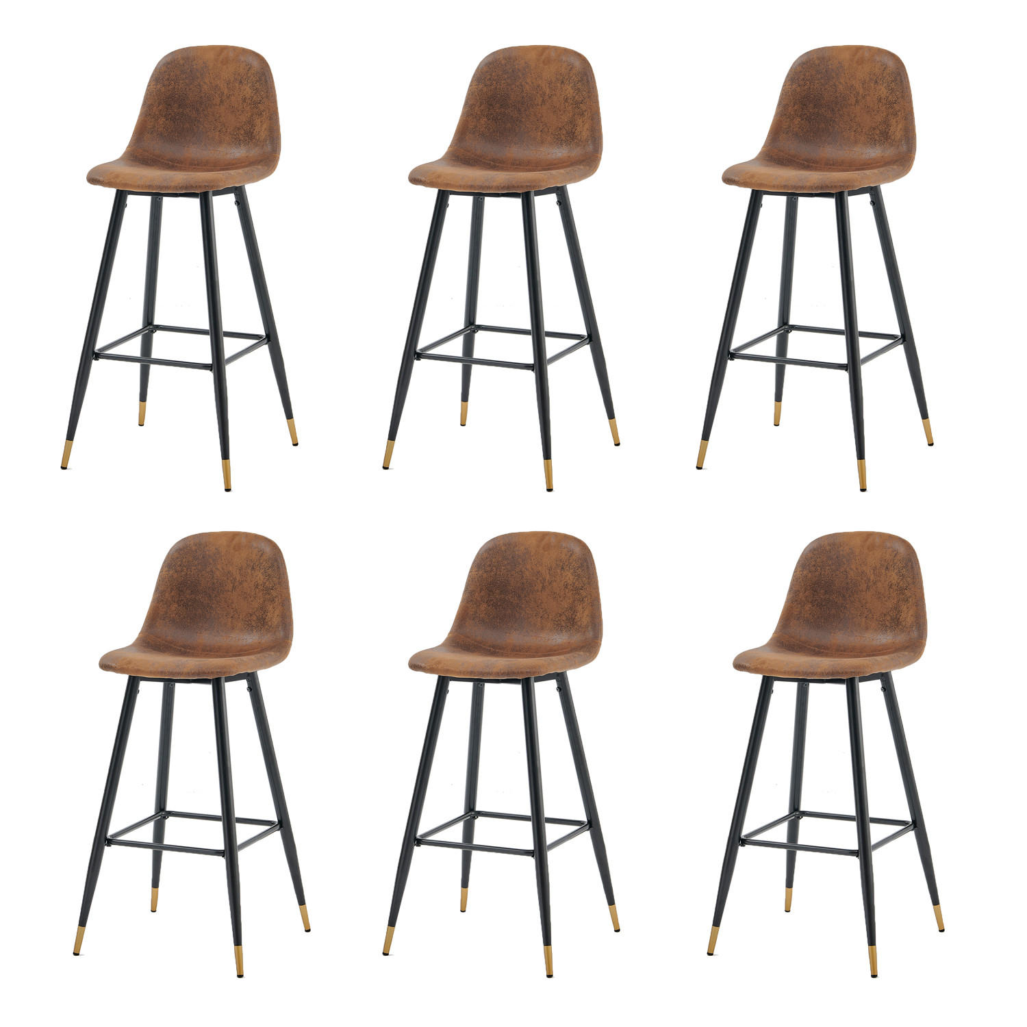 BARHOCKER 6er-Set, gepolstert, Bezug in Wildlederoptik, Braun - Braun, Metall (51.5/101.5/42cm) - Meubles Cosy