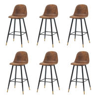 BARHOCKER 6er-Set, gepolstert, Bezug in Wildlederoptik, Braun - Braun, Metall (51.5/101.5/42cm) - Meubles Cosy