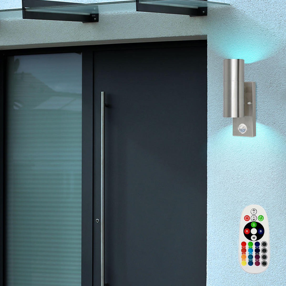 LED AUSSEN-WANDLEUCHTE Silber Aluminium 2er Set - Silberfarben, Glas (6/22/11.5cm)