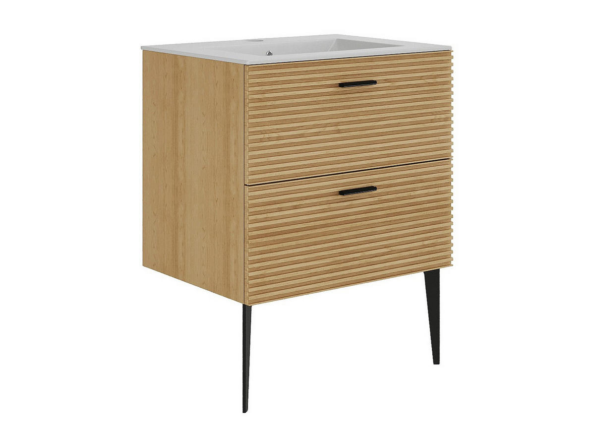 EINZELWASCHTISCH - 60 cm x 46 cm - holz - naturfarben hell Sarone - Weiß, Holz (60/55/46cm) - Vente-Unique