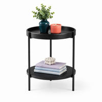 COUCHTISCH aus Massivholz und MDF 44x44x48 cm Schwarz mit 2 Ablageebenen - Schwarz, Holzwerkstoff (44/44/48cm) - IVMEU