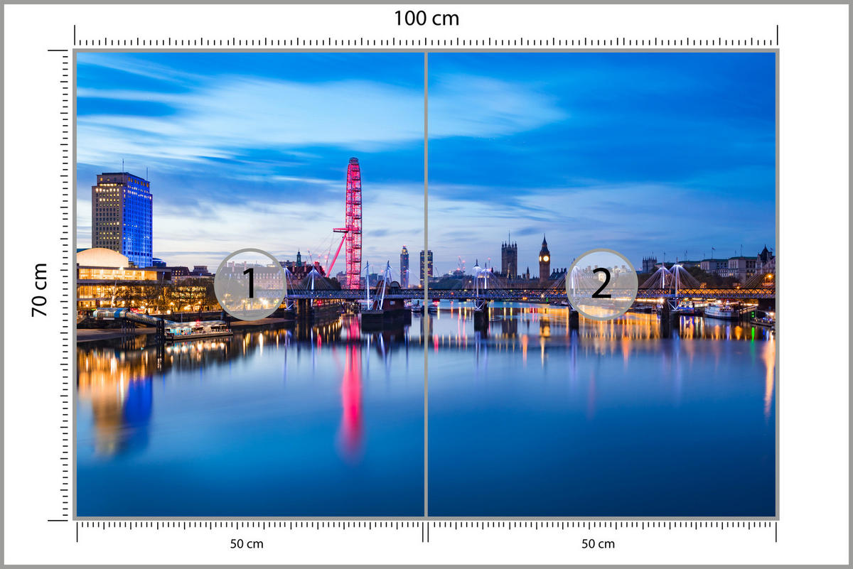 FOTOTAPETA Pre Obývaciu Izbu Panoráma London Eye Temža 100 x 70 cm - oranžová/hnedá, papier (100/70cm) - Muralo