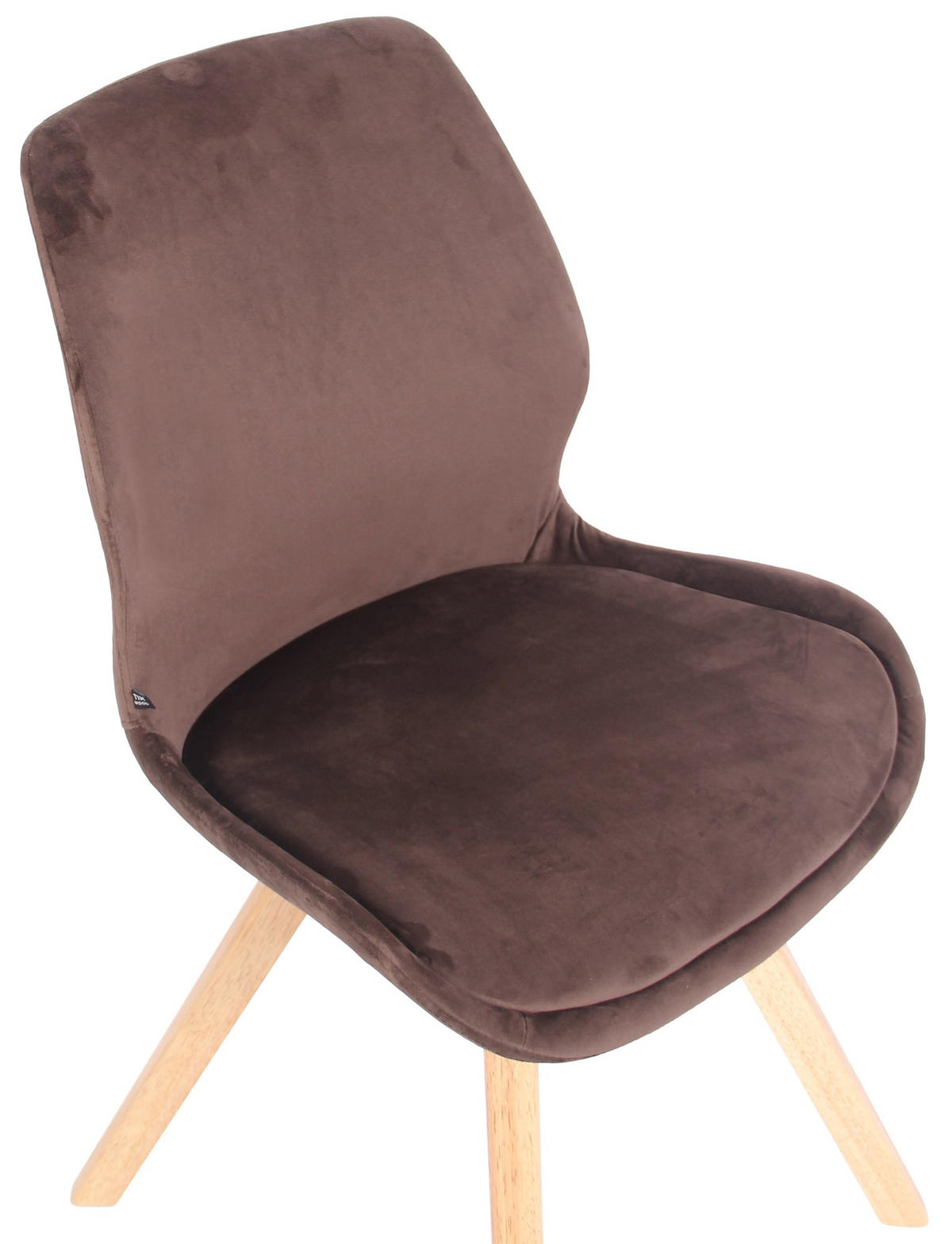 STUHL 2er Set Samt braun - Eukalyptusholzfarben/Braun, Holz/Textil (49/87.5/58cm) - CLP