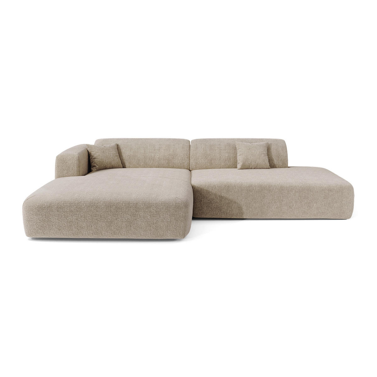 ECKSOFA LINKS Gemusterter Samt Beige 310cm - Beige, Textil (96/300cm) - Sia Home