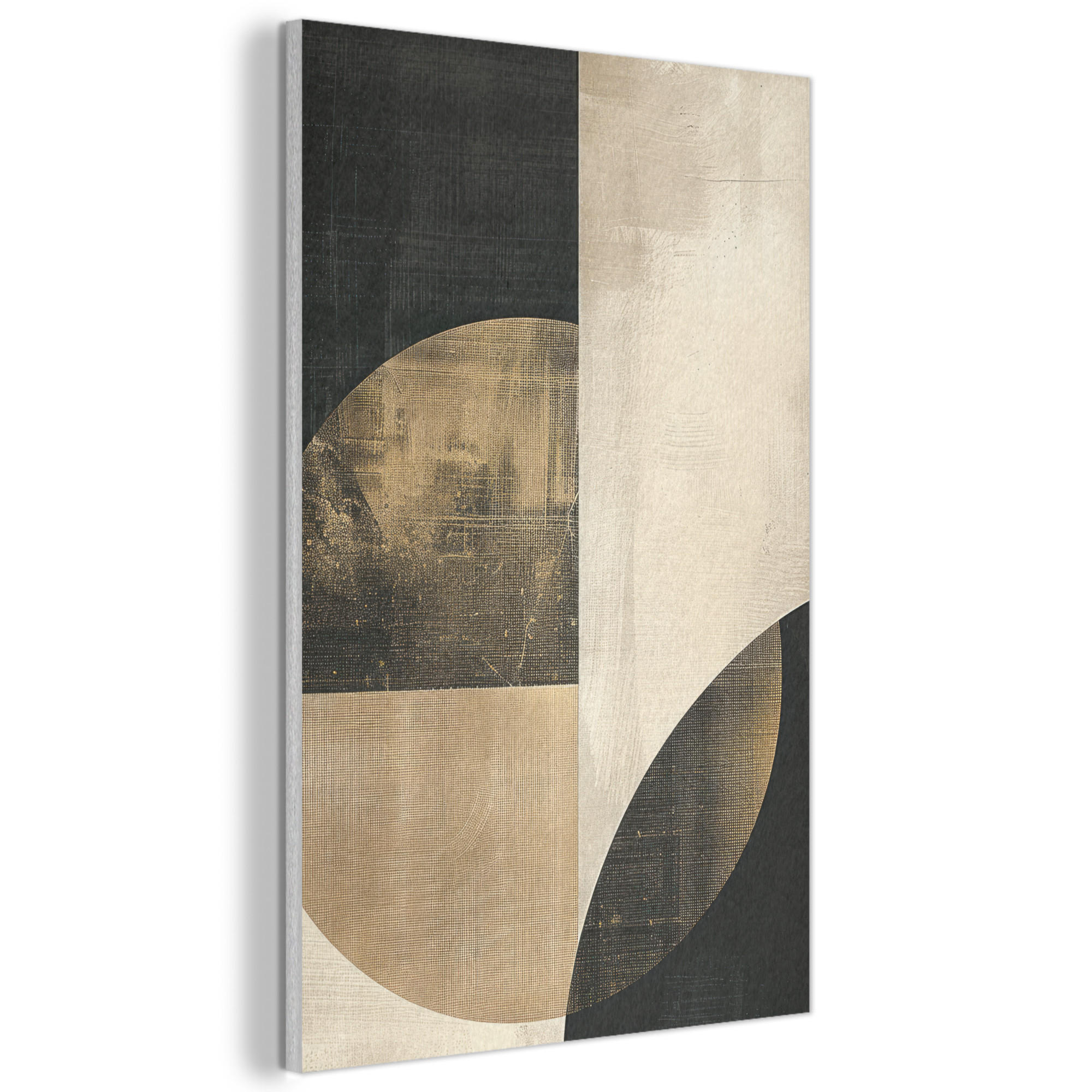 AKUSTIKBILD Abstrakt - Geometrische Formen - Schwarz - Gold Wanddeko 60x90 cm - Ecru, Kunststoff (60/90/0.9cm) - MuchoWow