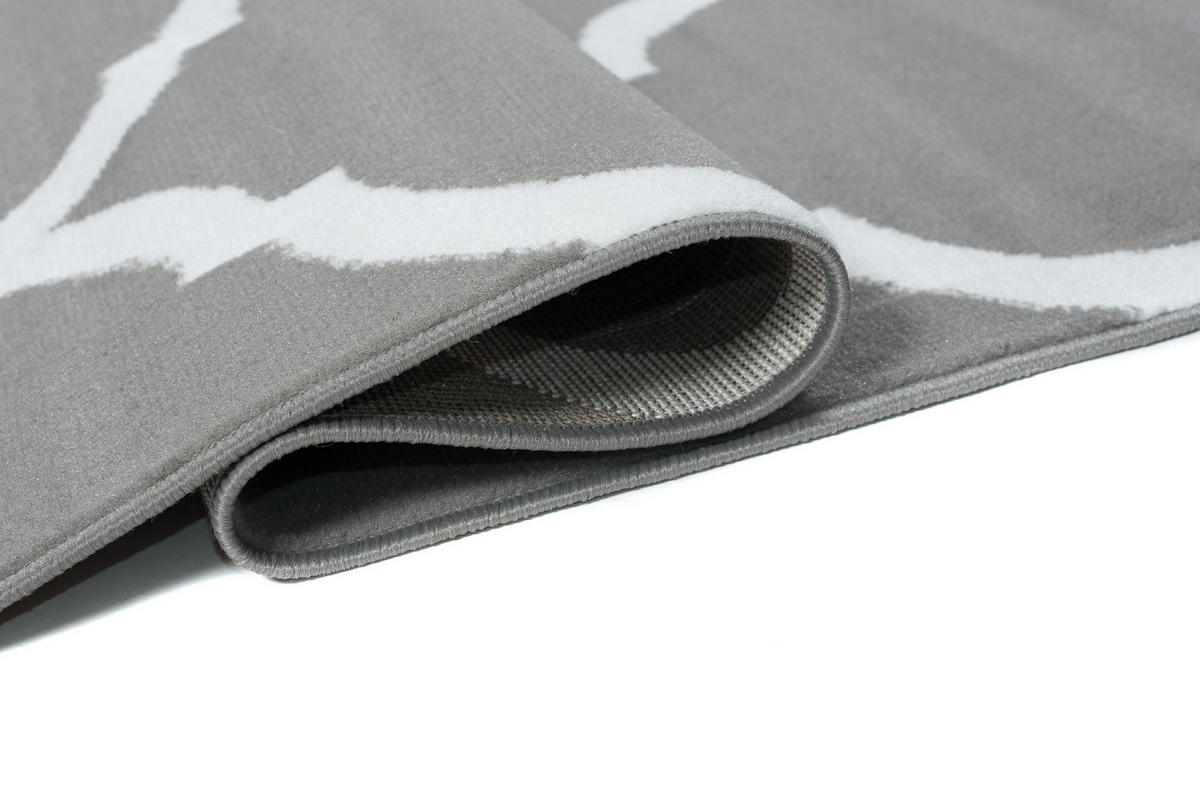 TEPPICH LUXURY Grau Marokkanisch Rauten Gitter 250/300 cm - Hellgrau, Textil (250/300cm) - Tapiso