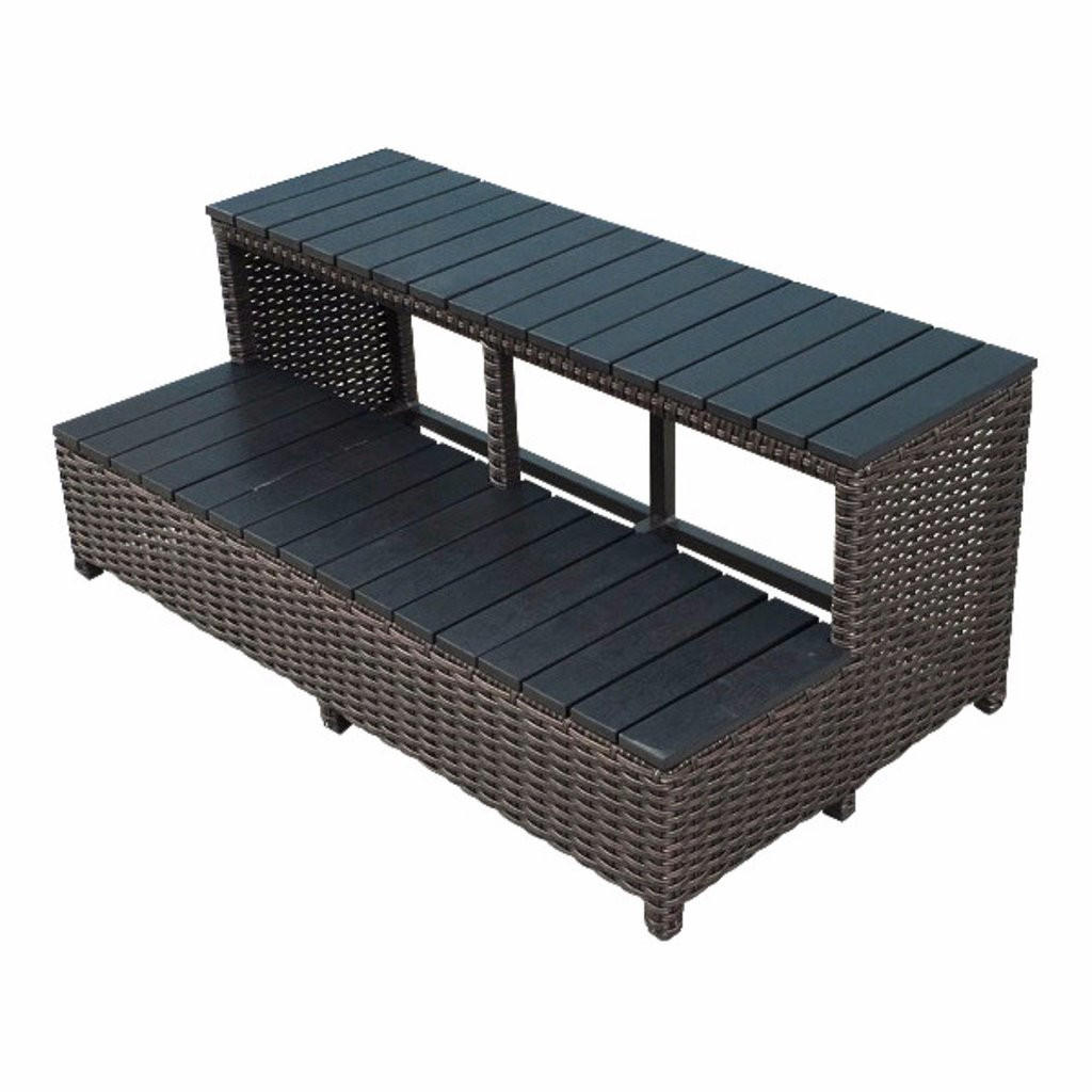 WHIRLPOOL TREPPE Rattan Treppe - Braun, Naturmaterialien (100/43/56cm) - Canadian Spa Company