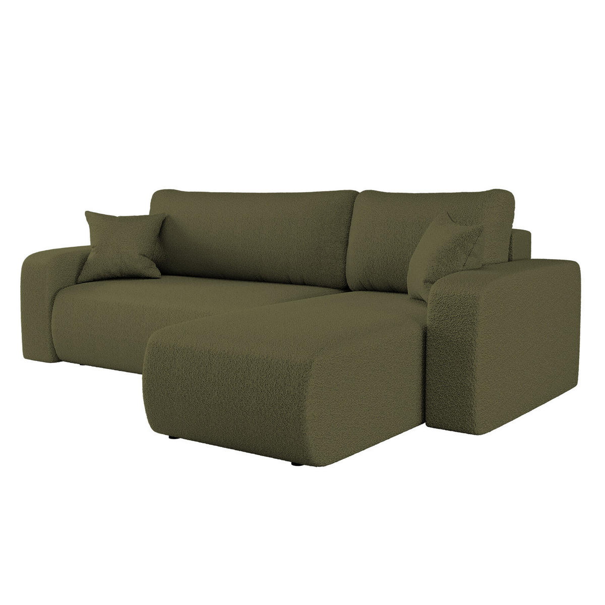 ECKSOFA L-FORM Schlaffunktion Und Bettkasten Eckcouch MILANO L Stoff Quelle Olive Rechts - Olivgrün, Holz/Textil (244/142cm) - Kaiser Möbel
