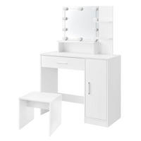 SCHMINKTISCH LED mit HOCKER - Weiß, Holzwerkstoff (38/137/90cm) - ML-DESIGN
