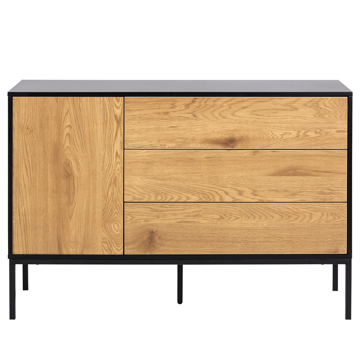 SIDEBOARD - Wildeiche Dekor / Schwarz - Braun, Holzwerkstoff/Metall (120/82/40cm) - home24