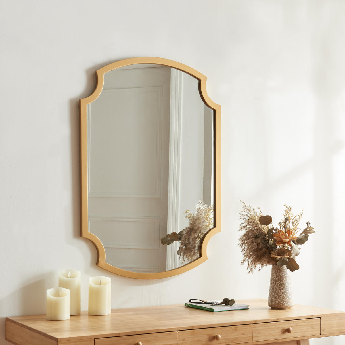WANDSPIEGEL Aura - Goldfarben, Glas/Holzwerkstoff (55/2/80cm) - [en.casa]