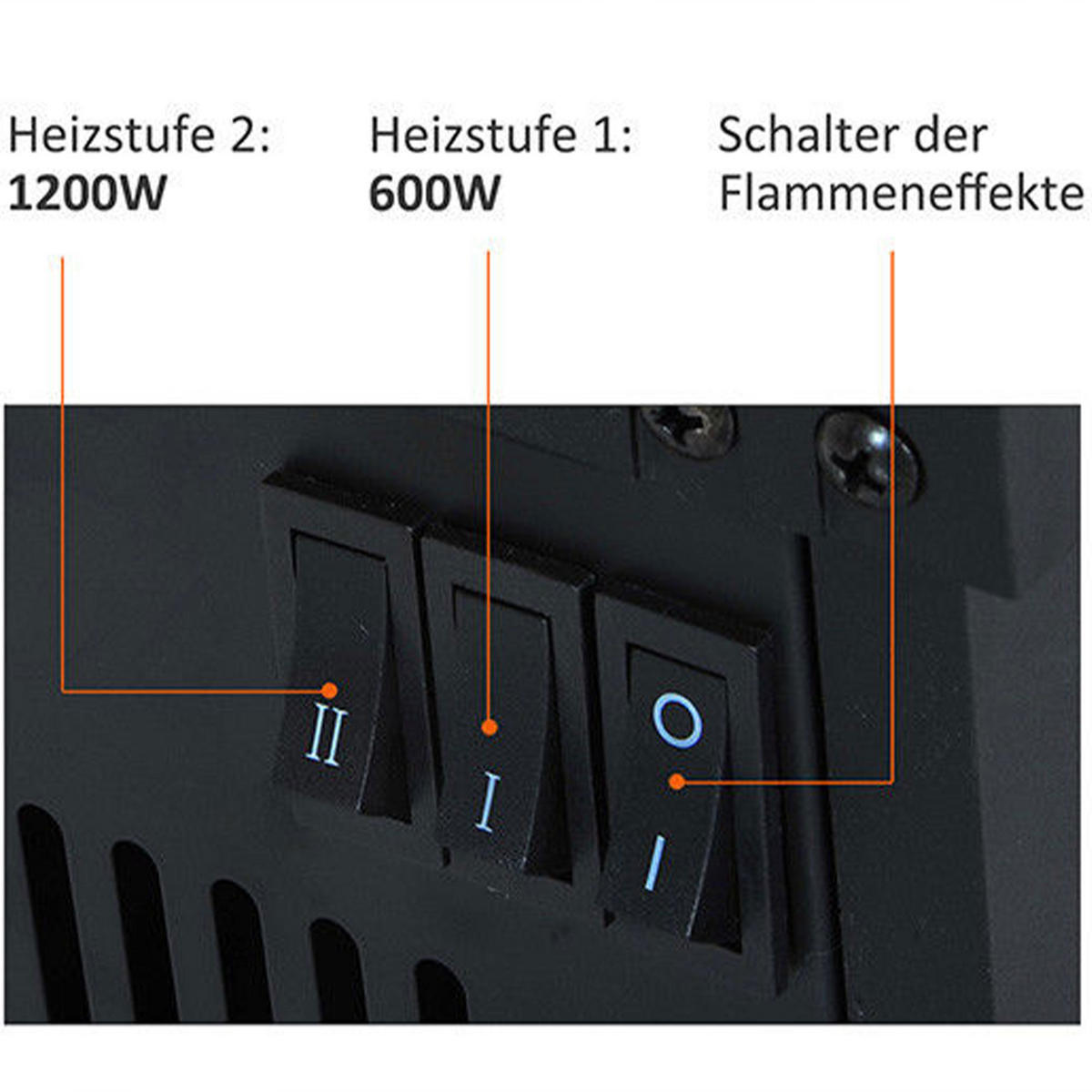 ELEKTROKAMIN, (Modell5) - Schwarz, Metall (17/25/34cm) - HOMCOM