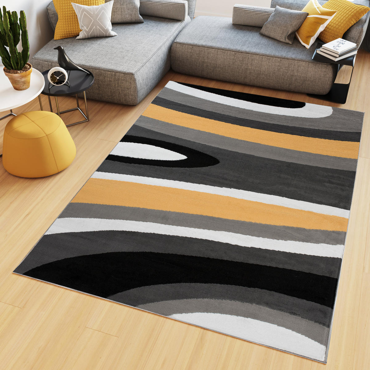 TEPPICH MAYA Gelb Streifen Gestreift 130/190 cm - Gelb, Textil (130/190cm) - Tapiso