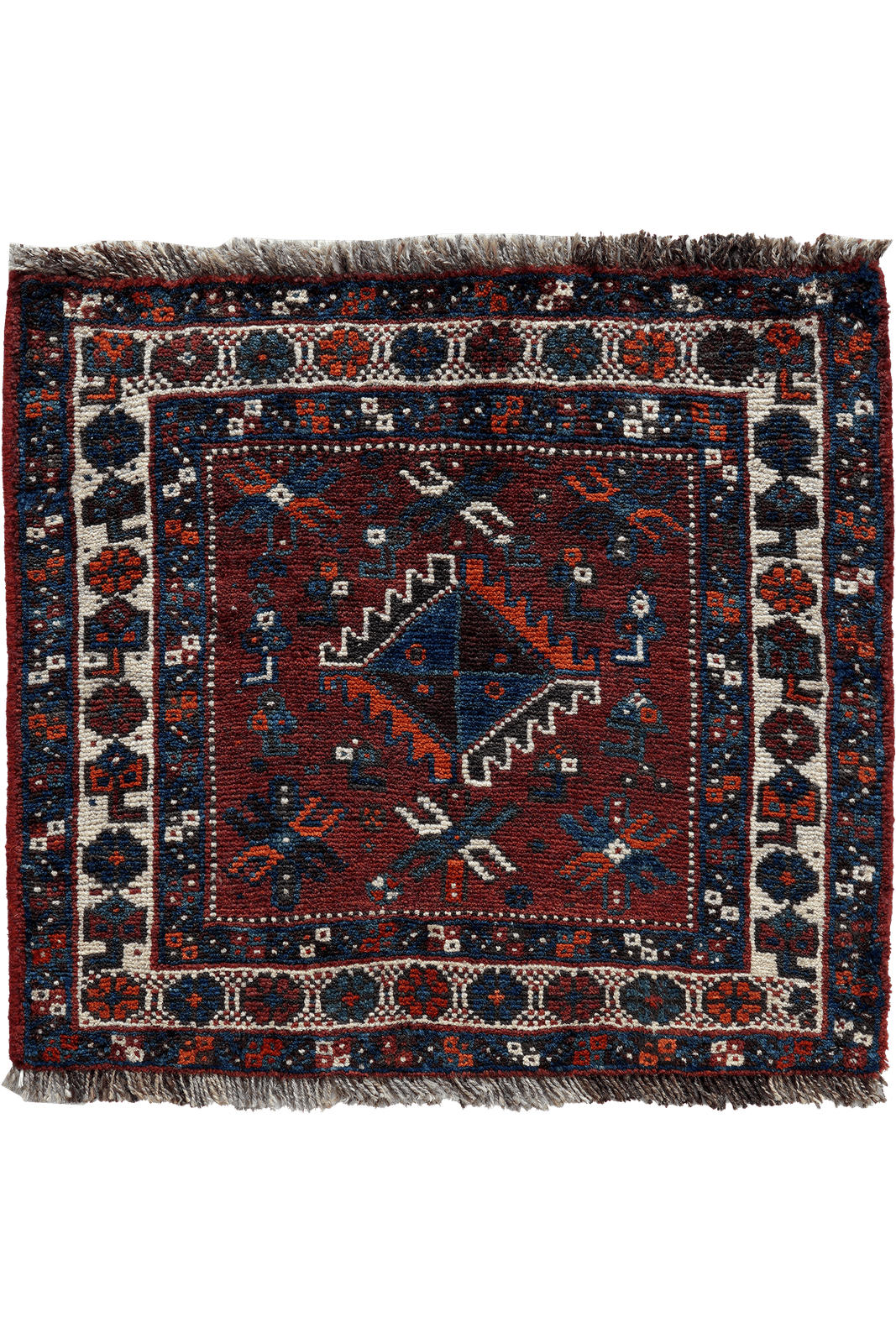 ORIENTTEPPICH handgeknüpft Gashgai Rot, Blau 63/57 cm Schurwolle - Blau/Rot, Textil (57/63cm) - Looma
