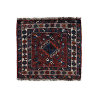 ORIENTTEPPICH handgeknüpft Gashgai Rot, Blau 63/57 cm Schurwolle - Blau/Rot, Textil (57/63cm) - Looma