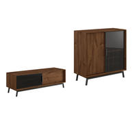 WOHNWAND 2er-Set Modern Loft Eiche Tabak 301 / 50 / 101cm - Eichefarben/Dunkelbraun, Holz/Metall (301/101/50cm) - Feldmann-Wohnen