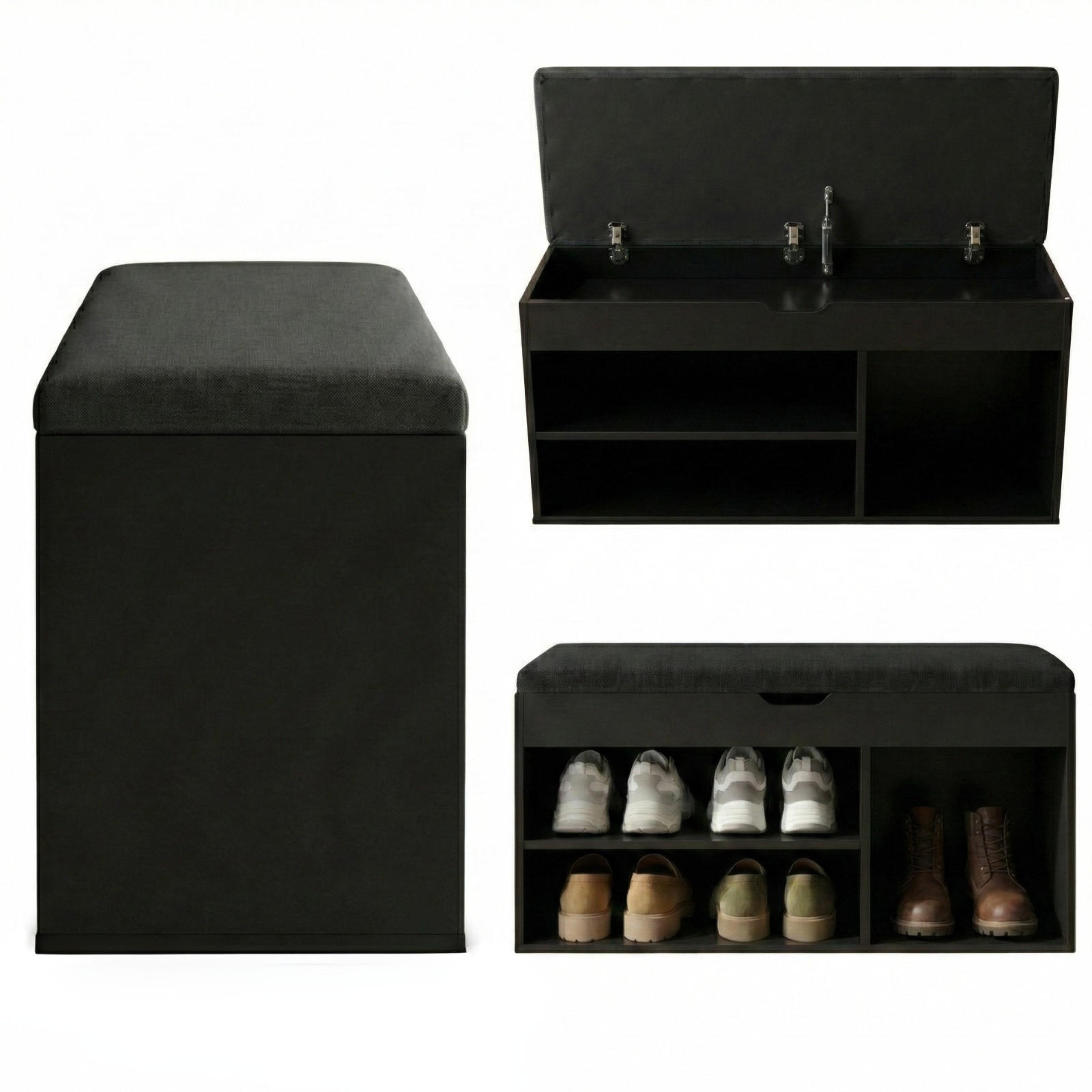 SCHUHREGAL Tria 80/43/30 cm - Schwarz, Holzwerkstoff (30/43/80cm) - BOXIMO