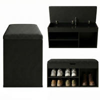 SCHUHREGAL Tria 80/43/30 cm - Schwarz, Holzwerkstoff (30/43/80cm) - BOXIMO