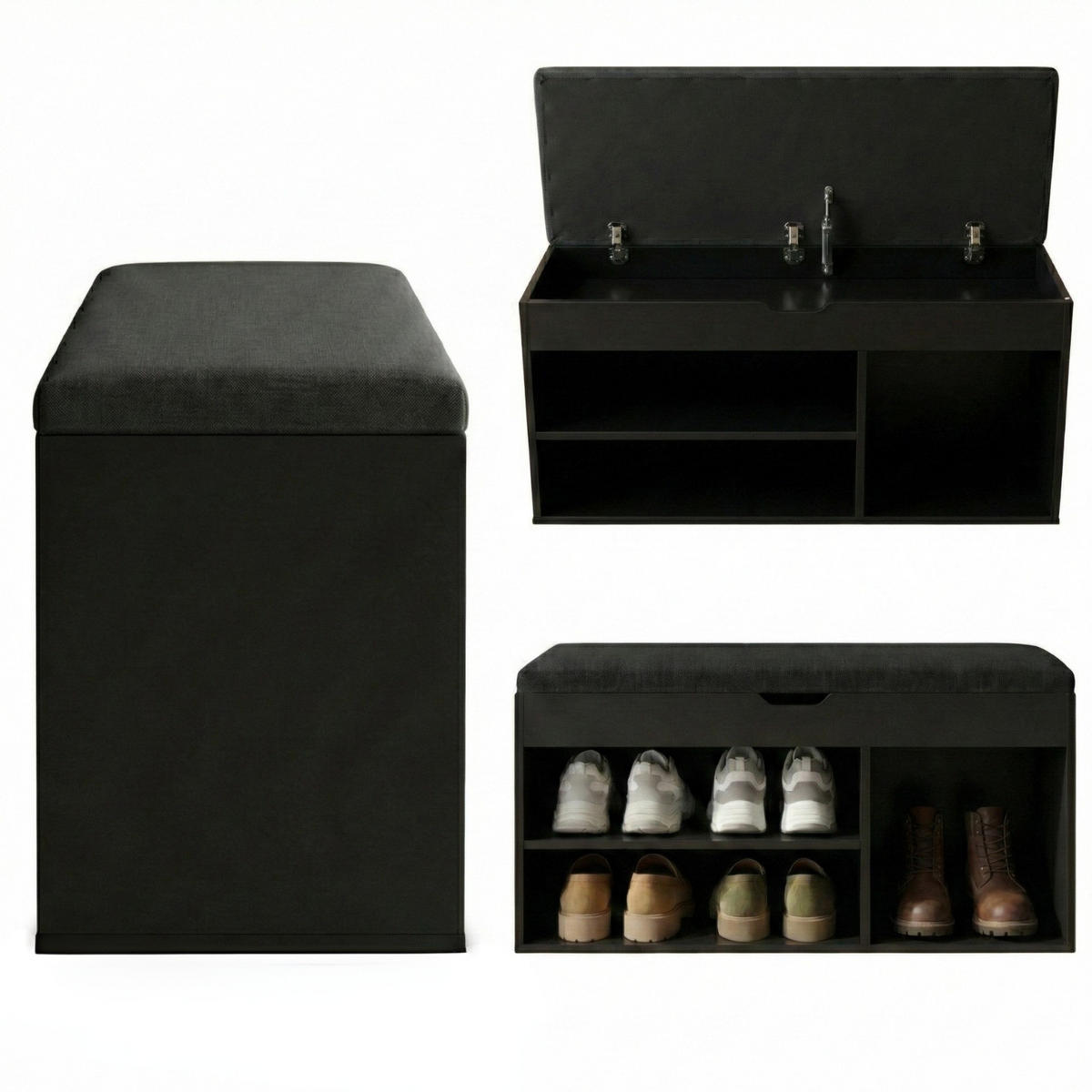 SCHUHREGAL Tria 80/43/30 cm - Schwarz, Holzwerkstoff (30/43/80cm) - BOXIMO