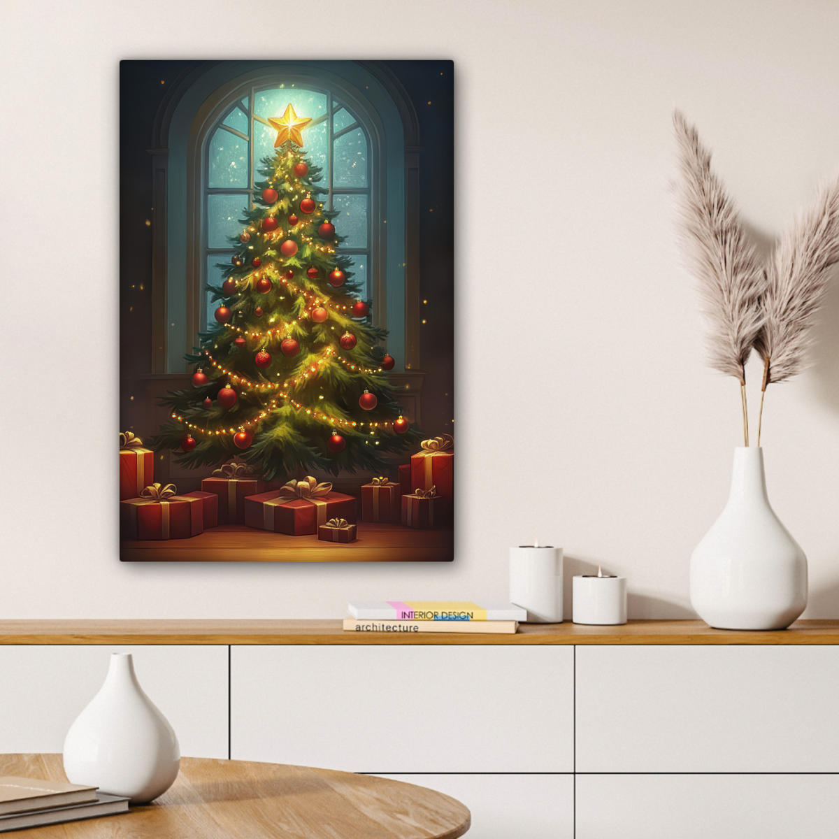 LEINWANDBILD Weihnachtsbaum - Geschenk - Winter 40x60 cm - Grün, Textil (40/60cm) - MuchoWow