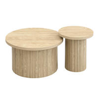COUCHTISCH Doppel Rund Naturholzlatten Multifunktional Beistelltisch Modern - Braun, Holz (81.28/78.74/19.05cm) - FLIEKS