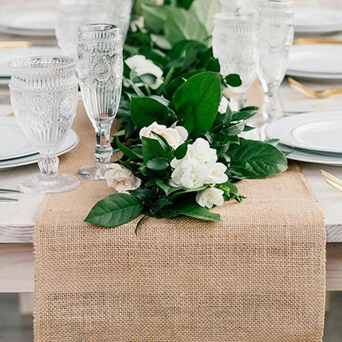 TISCHLÄUFER Jute 30 cm x 10 m Natur mit Schnur - Beige, Naturmaterialen (1000/30/1.5cm)