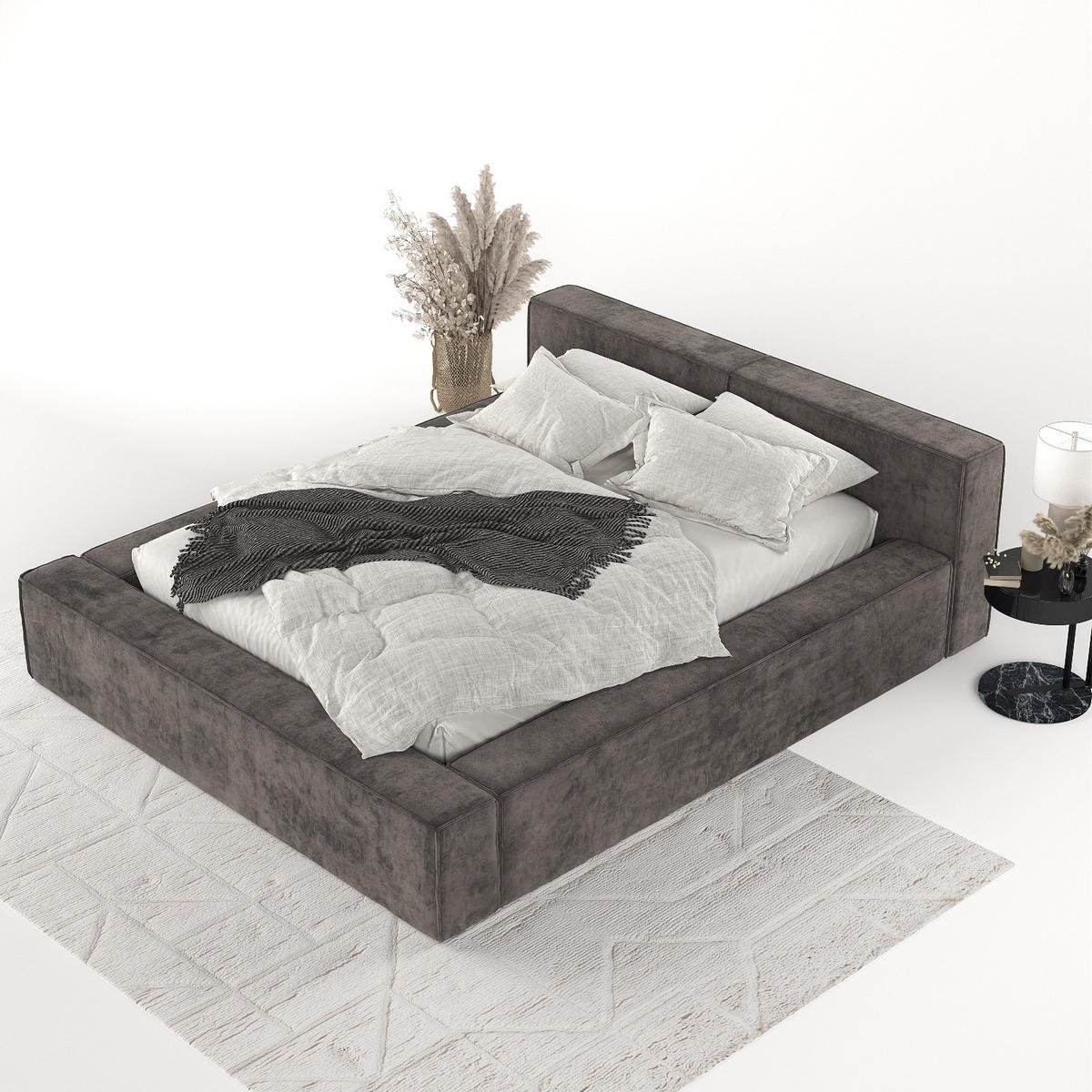 POLSTERBETT Casto mit Stauraum 140/200 cm Braun im Terra NW Stoff - Schwarz/Naturfarben, Holz/Holzwerkstoff (140/200cm) - AltaBeds