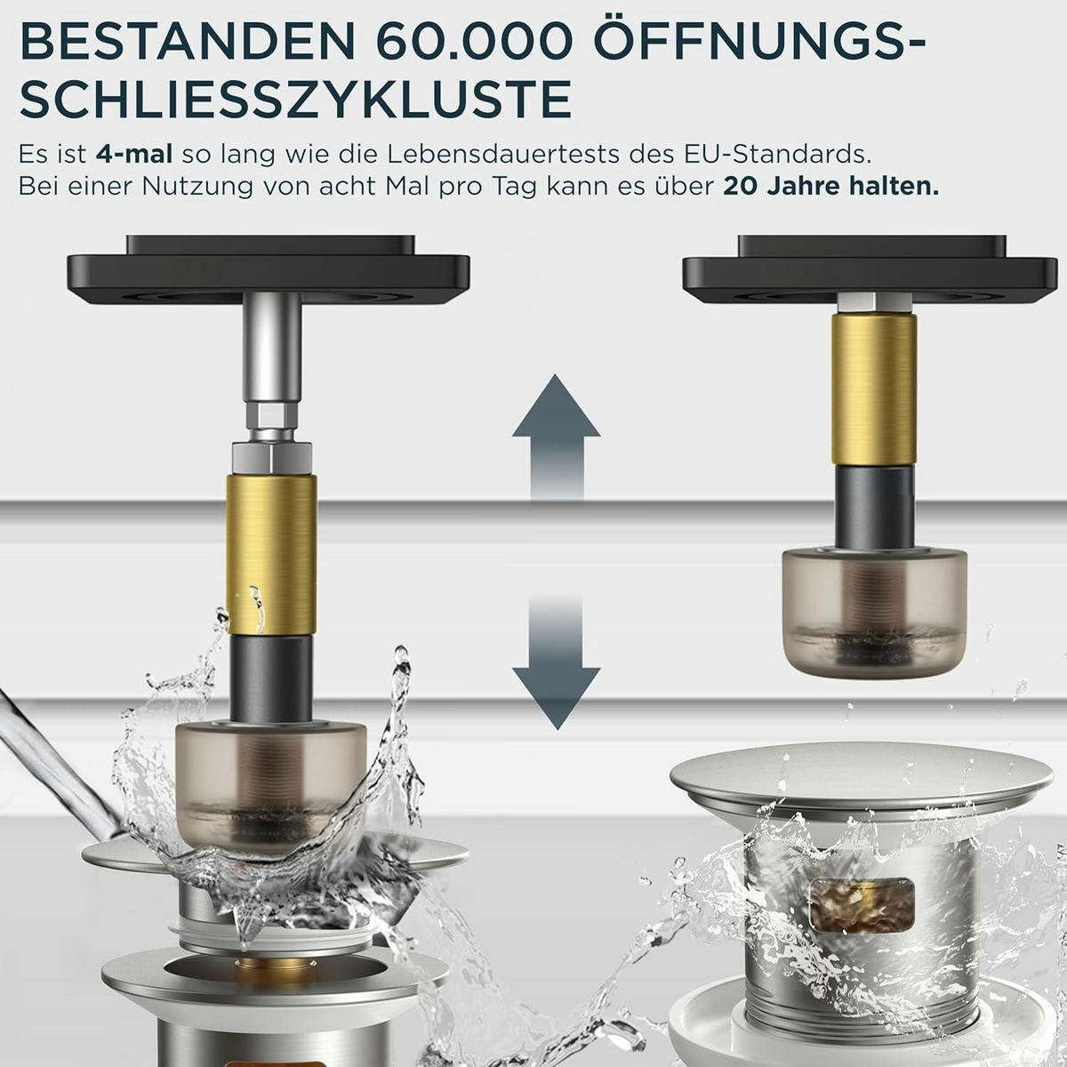 WASCHTISCHARMATUR Hoch mit Ablaufgarnitur 175 mm gebürstet Edelstahl - Silberfarben, Metall (15.1/17.5/25cm)